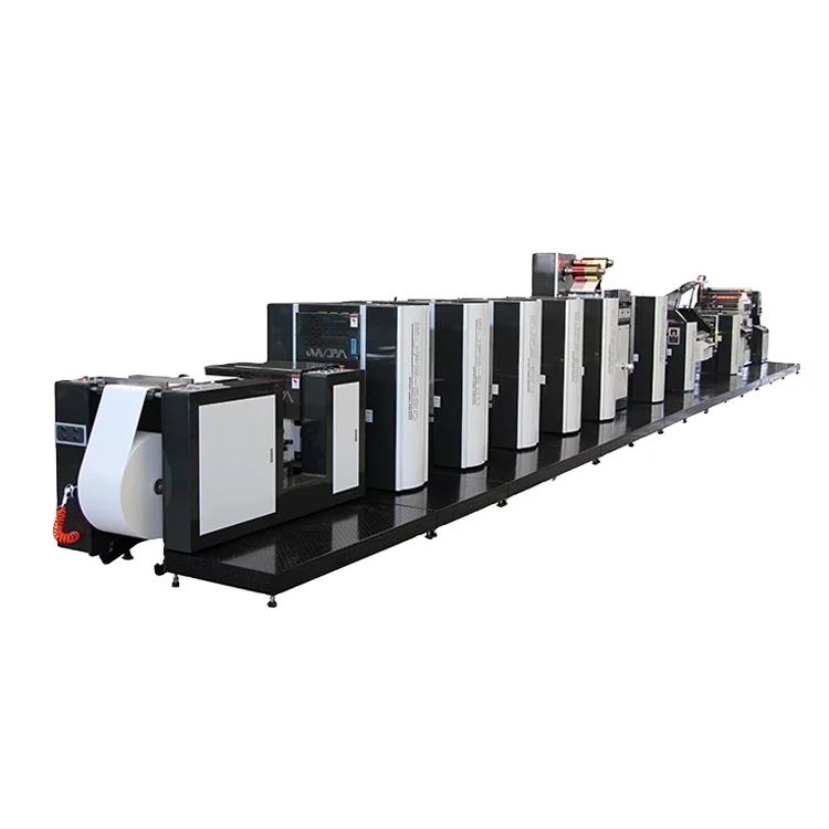 WJPS-350 High speed sticker printing machine 4 color offset printer roll printing machine