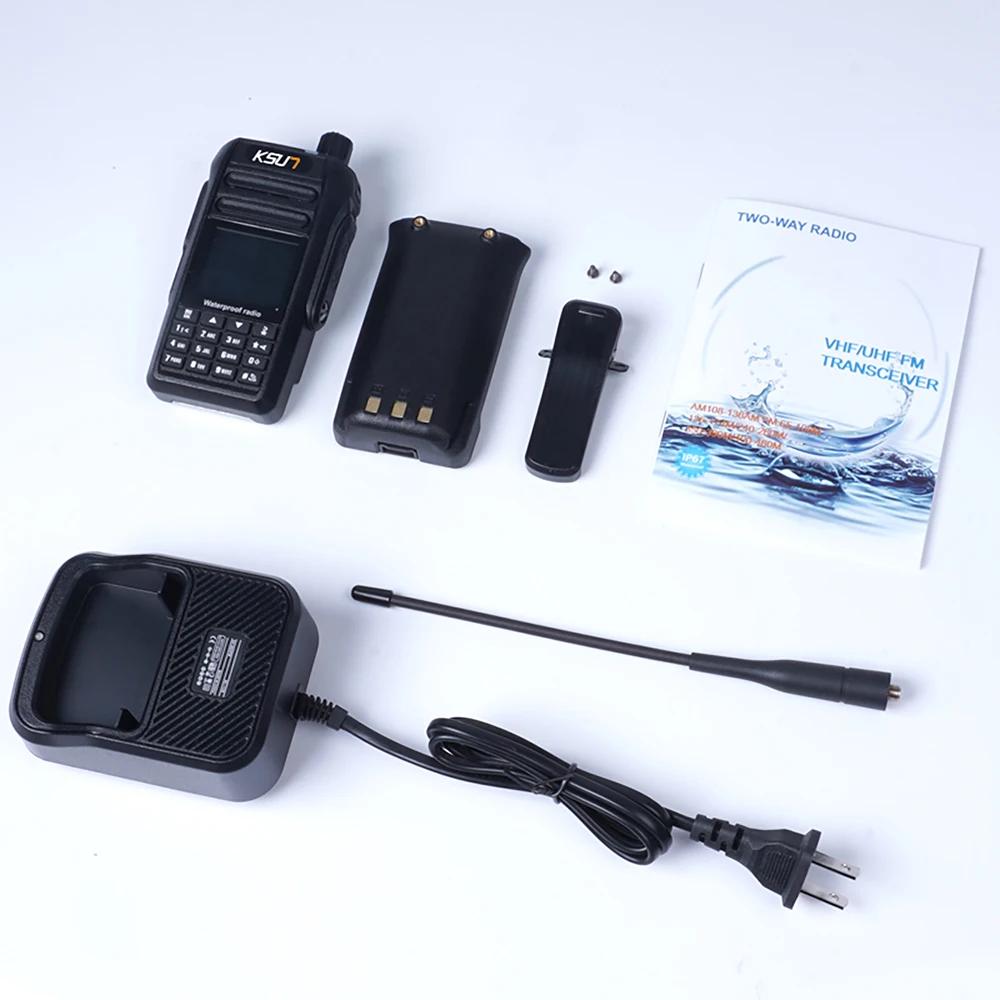 KSUT UV65P 10W 10 KM IP68 Waterproof VHF UHF Dual Band Transceiver HAM Two Way Radio FM DTMF Air Band Receiver Walkie Talkie