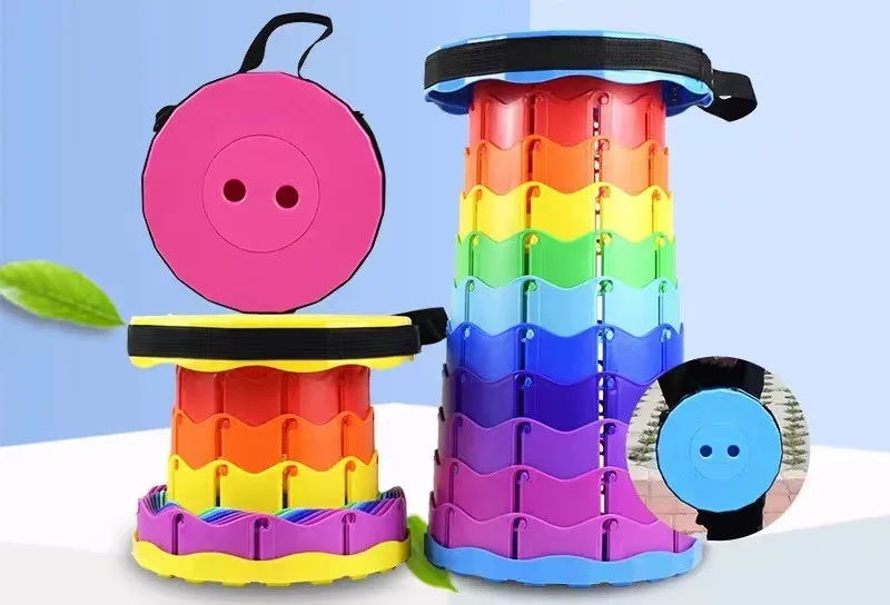 outdoor rainbow telescopic stool Travel portable telescopic stool Outdoor folding telescopic stool