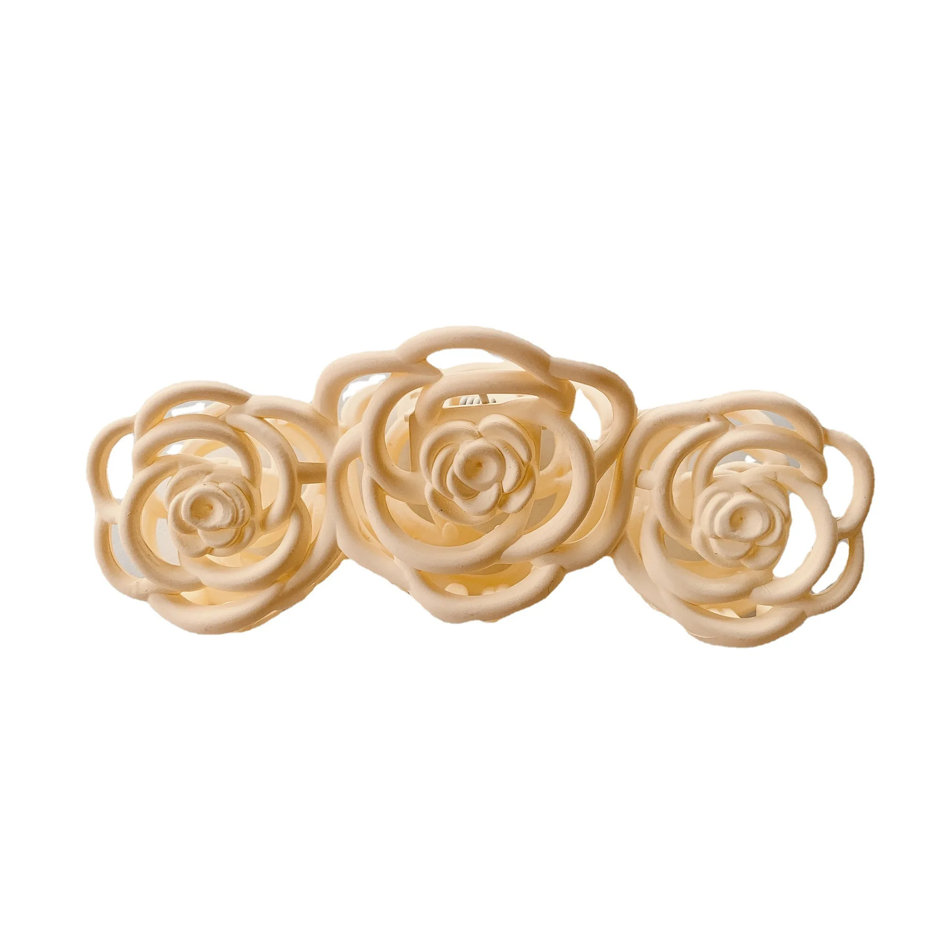 Rose Flower Pure Color Matte Plastic Retro Hair Clip Claw for Women Hair Decorations