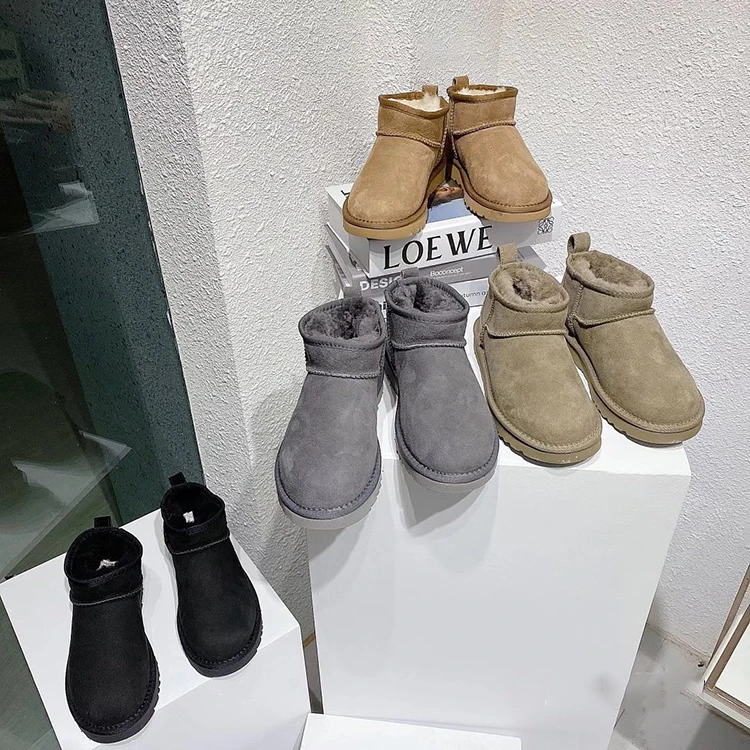 Женские модные милые мягкие зимние ботинки из овечьей кожи с двойным лицом