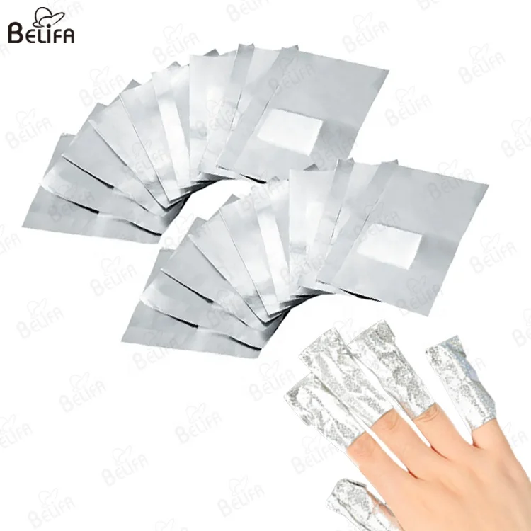 Hot selling 100pcs/bag Aluminum Foil Nail Soak Off Foils Removal agent polish With Cotton Pad Remover Wraps Nails Removal Foil