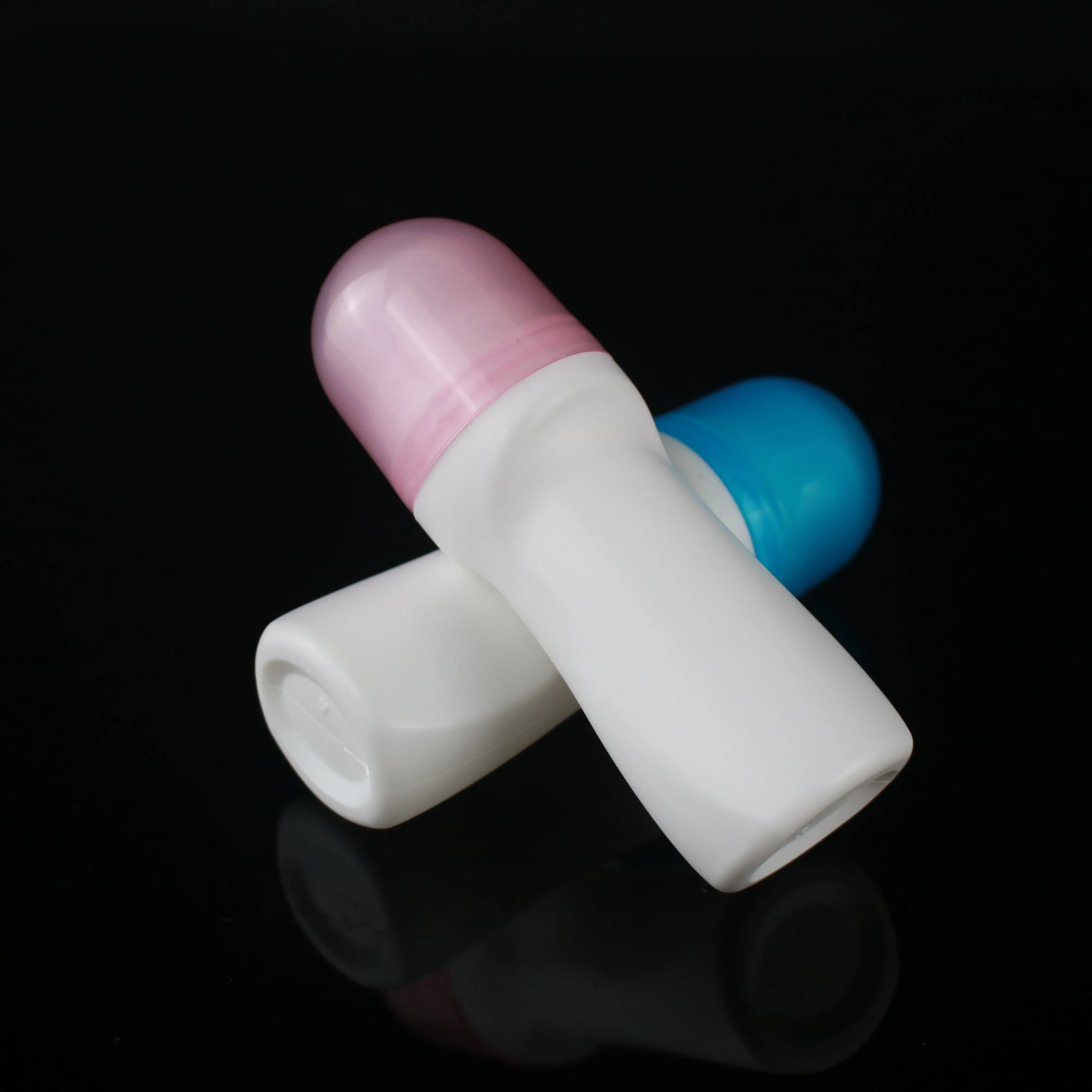 Roller Ball Deodorant Bottle HDPE Plastic 50ml Custom PE Screen Printing Roll on Personal Care HDPE Bottle / PP Cover 10000pcs