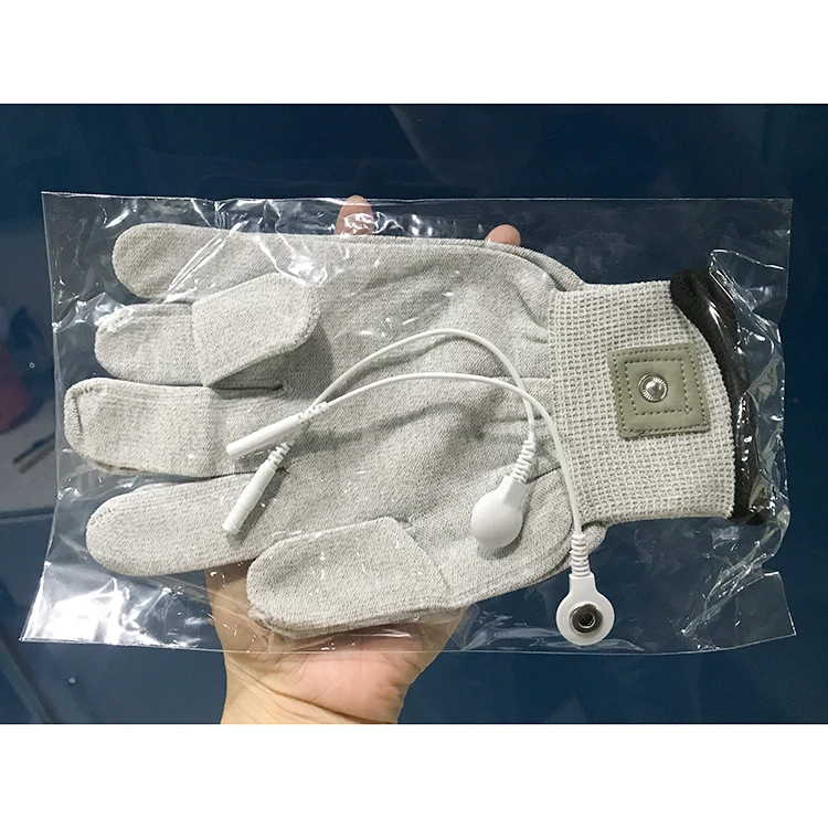Physical therapy tens unit sliver fiber electric conductive gloves for hand massage