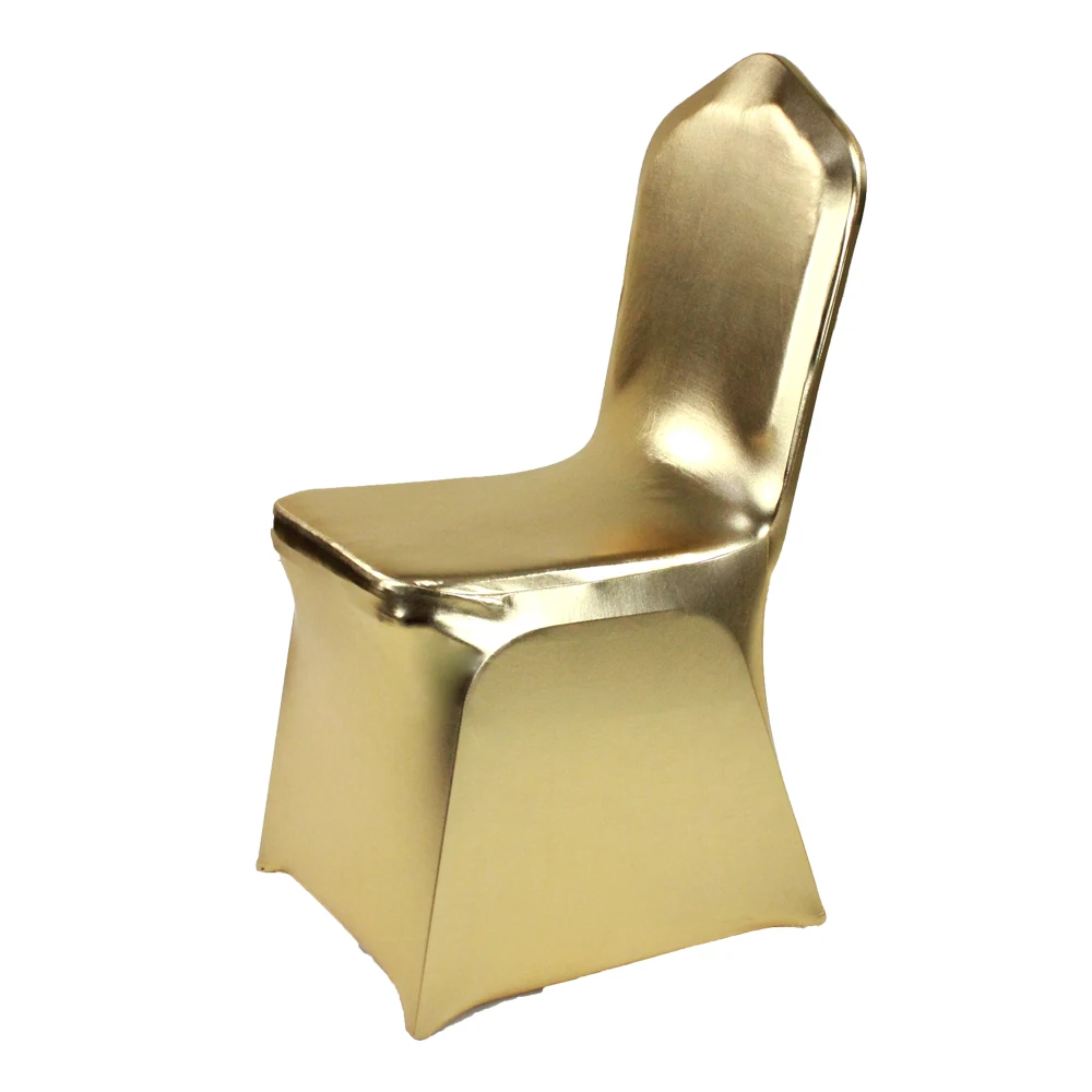 Spandex Stretch Gold Metallic Wedding Chair Covers for Party Events Decorations