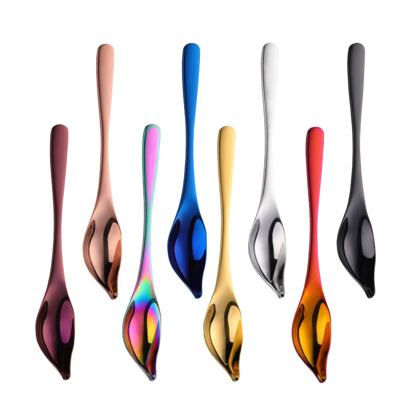 Kitchen Chef Tool Stainless Steel Professional Decorative Coffee Seasoning Serving Spoon Drizzle Oil Sauce Spoons With Spout