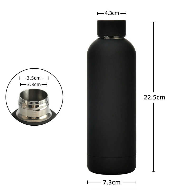 Custom Logo 500ml Drink Bottle Double Wall Stainless Steel Vaccum Flask Thermal Rubber Paint Matte Insulated Sports Water Bottle