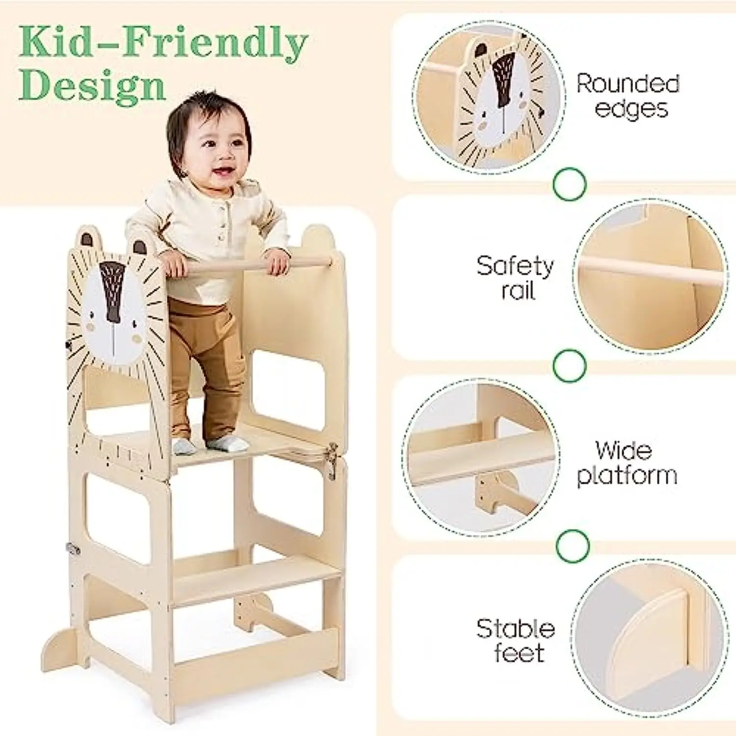 Kids Step Stool Kitchen Stool For Toddlers Learning Wooden Standing Tower With Chalkboard Foldable Toddler Table And Chair Set