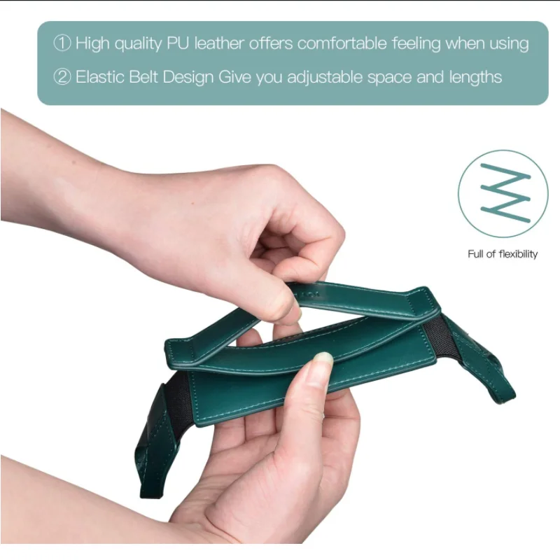 Universal Tablet Hand Strap Holder Leather Handle Grip with Elastic Belt phone finger grip shoulder