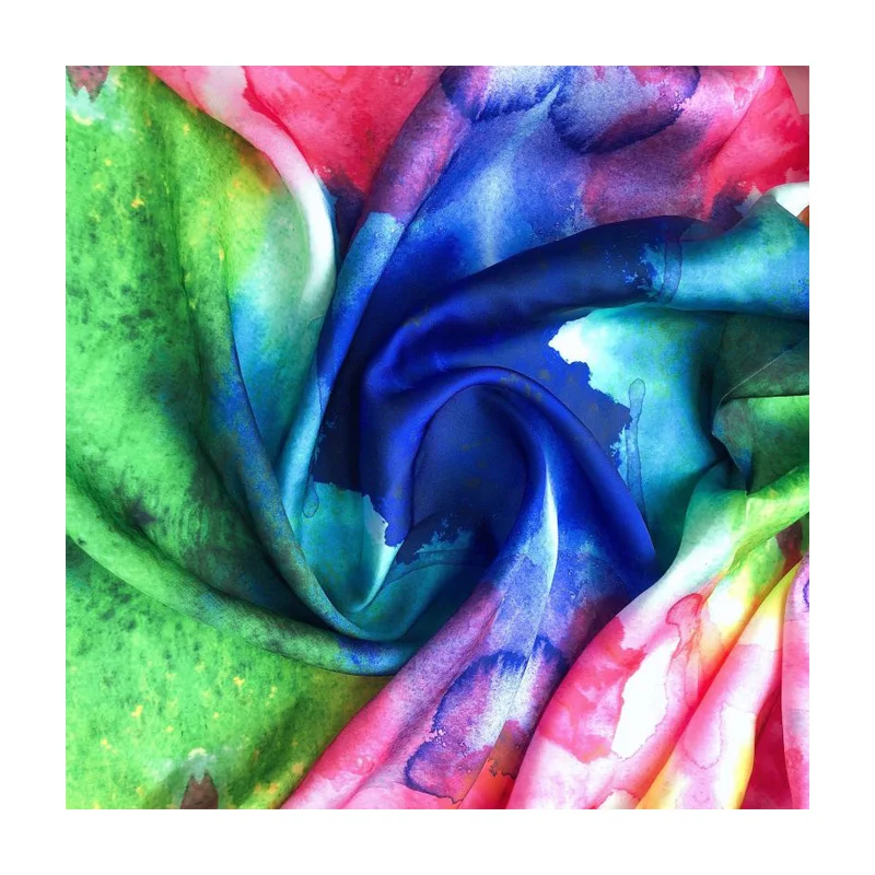 Low MOQ DIgital Print Polyester Soft  Abstract Painting Designs Satin Chiffon for Dresses