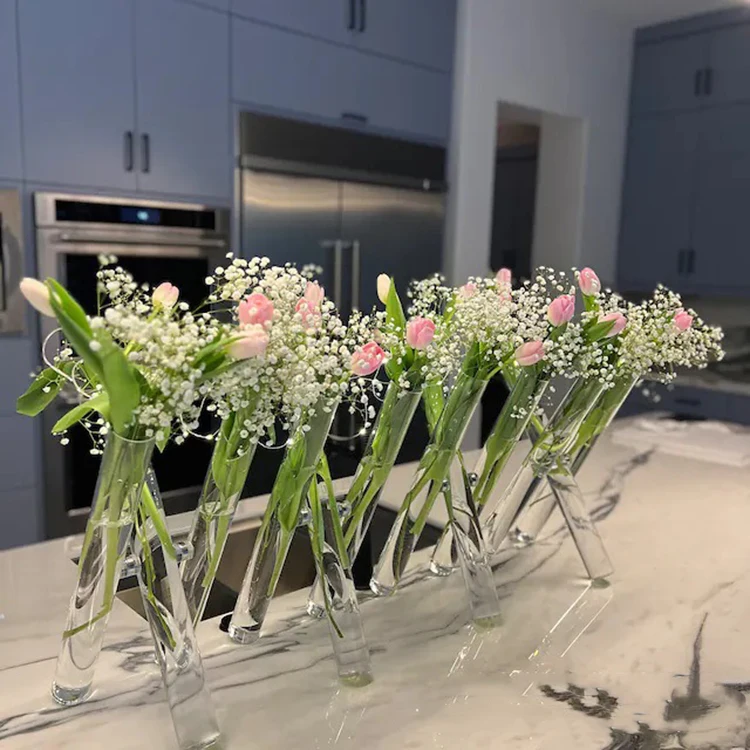 Glass Flower Vase Crystal Tripod Vase Party Decoration 3 Vases In 1 Floral Event Decor