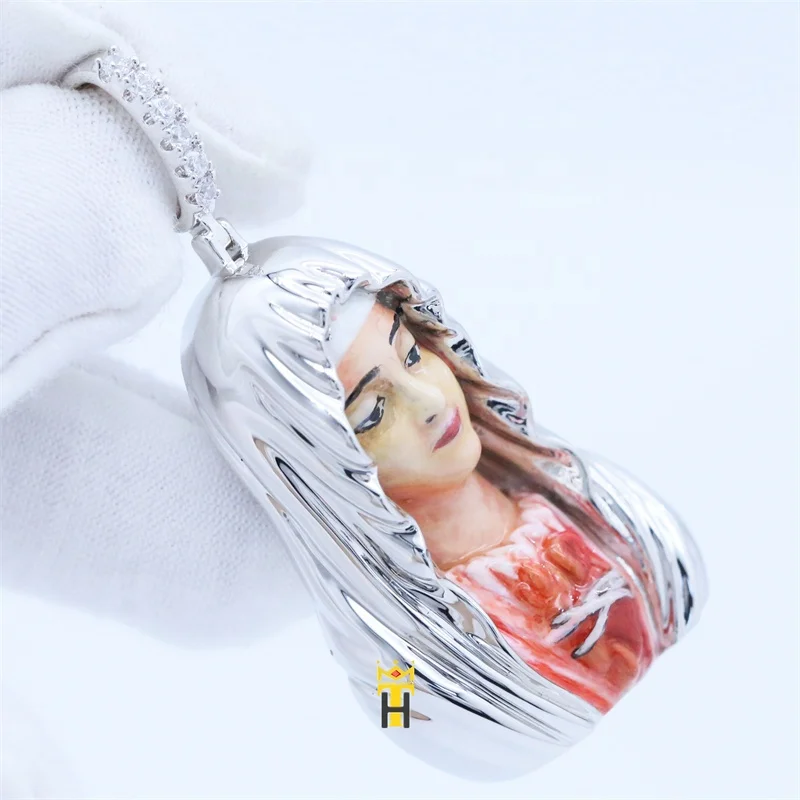 3d Blessed Virgin Mary religious beliefs 18k gold plated jewelry catholicism mary pendant