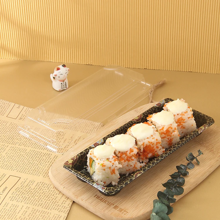 Factory Wholesale Blister Disposable Plastic Sushi Container Food Trays Plastic Sushi Tray With Lid