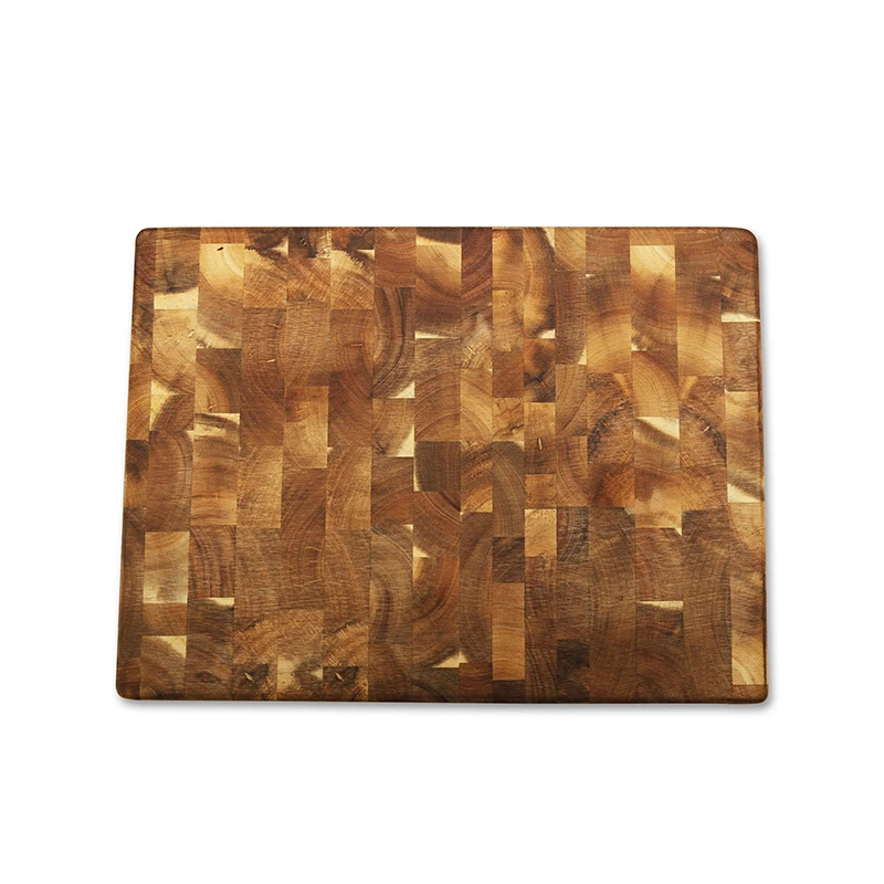 
square shape end-grain acacia wood cutting chopping board groove handle 4 feet 