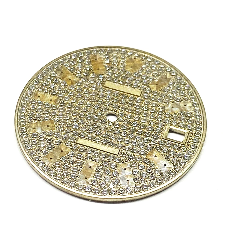 Factory Silver Diamond Watch Dials Iced Out Bronze Dial Custom With CNC Holes setting VVS Moissanite Diamond For Luxury Watch