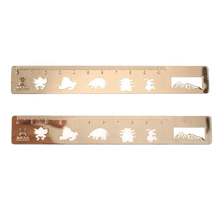 
Stargood museum souvenir gift custom champaign gold electroplated metal straight ruler 
