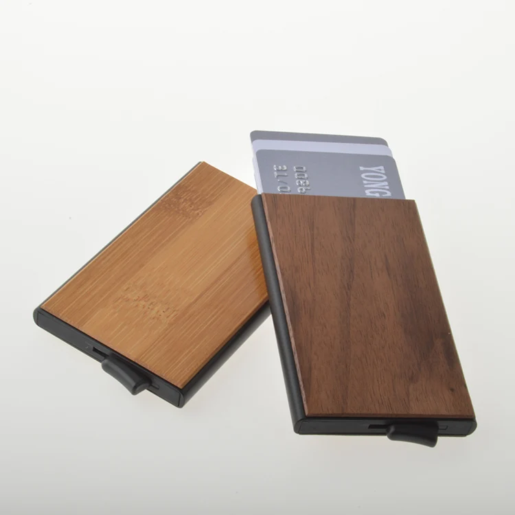 Newest minimalist wood wallet wooden wallet for men rfid blocking wood place card holder bamboo wallets