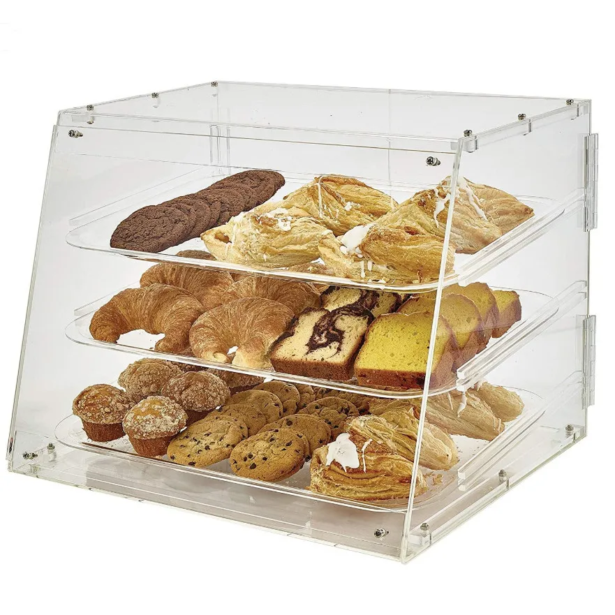 360 Вращающийся 3 уровней чистые полировщики акрила Lego огни витринный шкаф с дверью