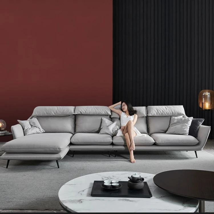 2024 L-shaped sofa waterproof anti-fouling leather office sofa set design modern living room furniture