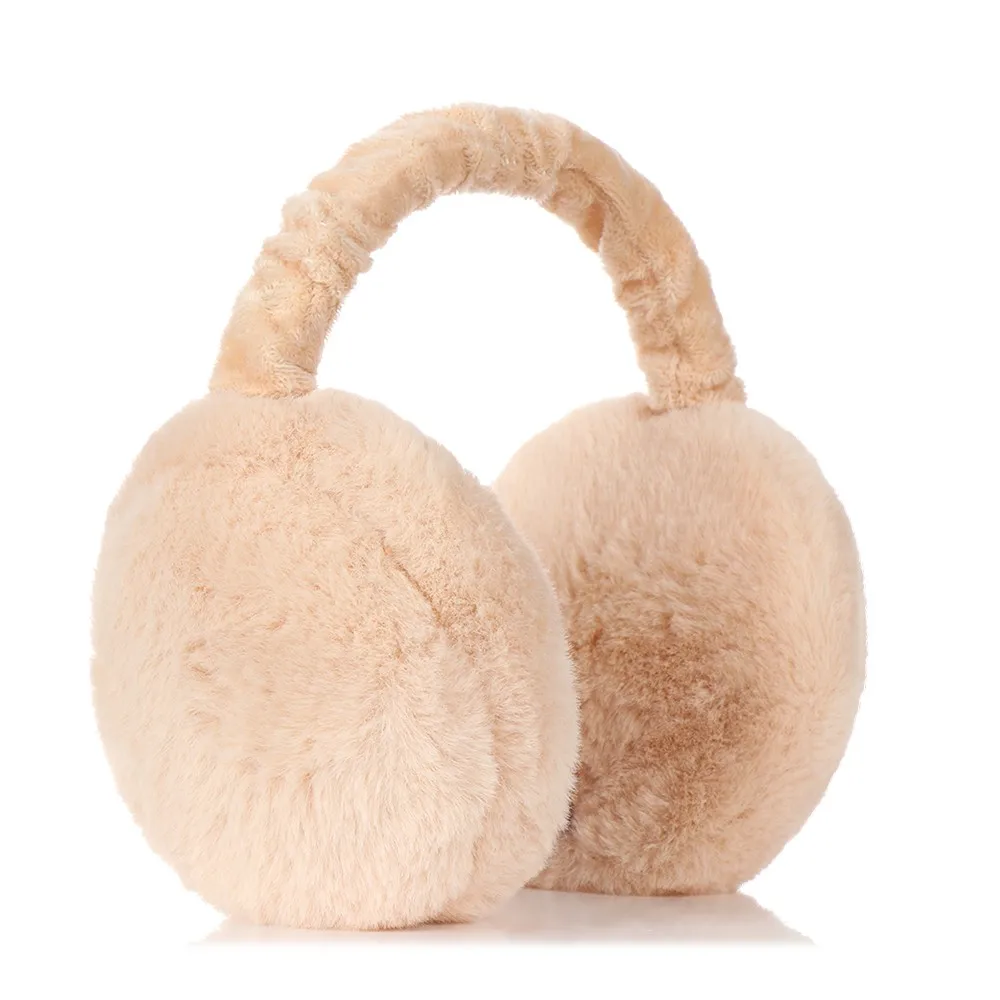 Fashion Winter Outdoor Soft Plush Ear Warmer Solid Color Foldable Ear Cover Earflaps Women Earmuffs