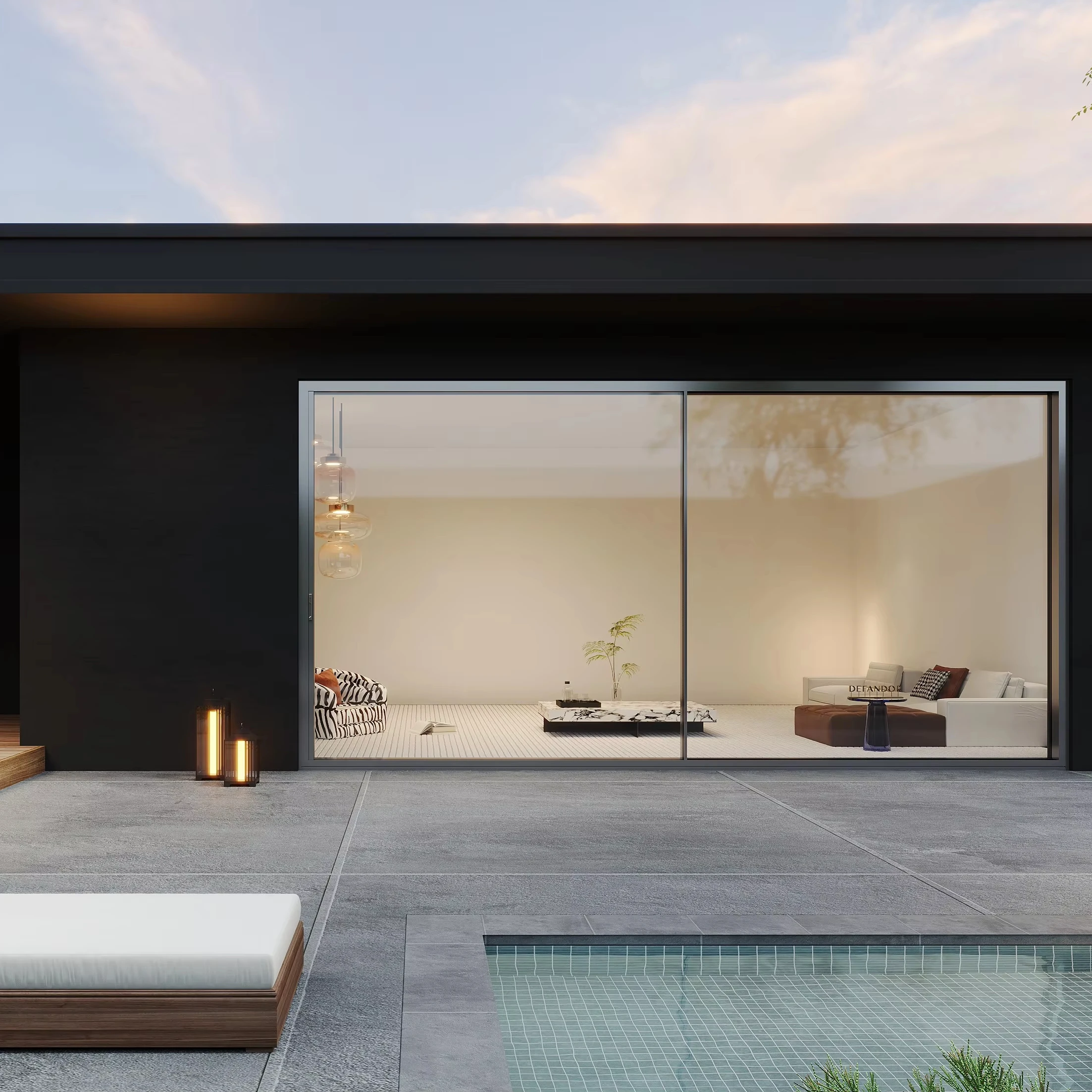 Внешняя большая раздвижная дверь тонкая рамка управление приложением интеллектуальные автоматические бесшовные сварочные раздвижные стеклянные двери для патио