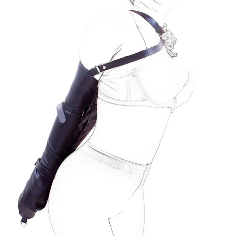 SM Black European style lace up tight single fun tight hand binding bag confines leather binding