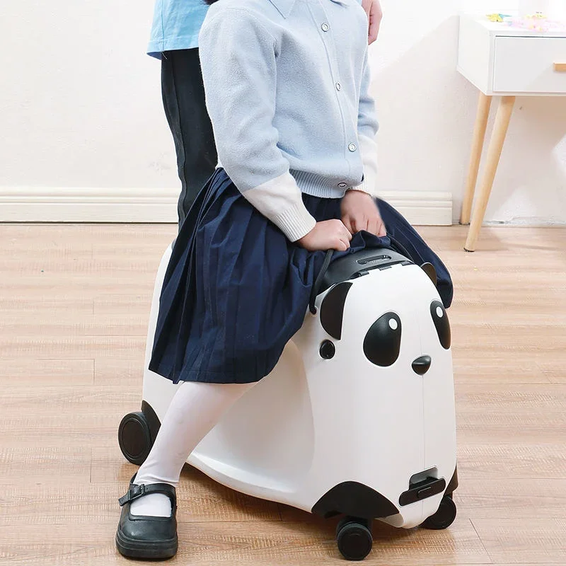 PP Cute Children Animal Design Panda Kids Ride on Rolling Suitcase Luggage for School Travel Trip