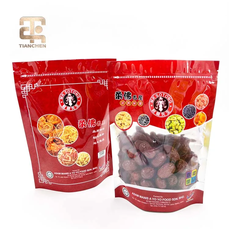 China Supplier Custom Design Printing Resealable Aluminum Foil Stand Up Pouches With Zipper For Food Packaging