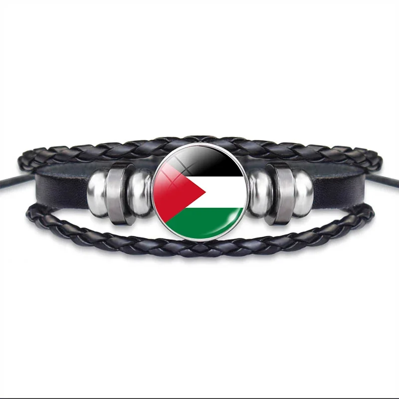 Flag Beaded Bracelet Afghan South Korea United Arab Emirates Israel Jewelry Bracelet Braid Bangle Custom Black Bracelet for Men