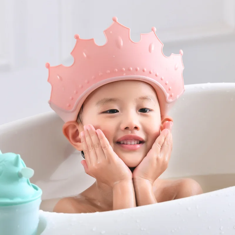 wholesale baby eye ear protector soft adjustable shampoo cap baby crown bathng hat children waterproof shower hair cap