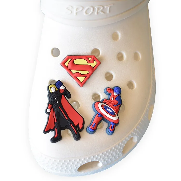 movies cartoon Characters Soft Pvc Shoe Charms Accessories Custom superman bat man Wholesale for shoes charms