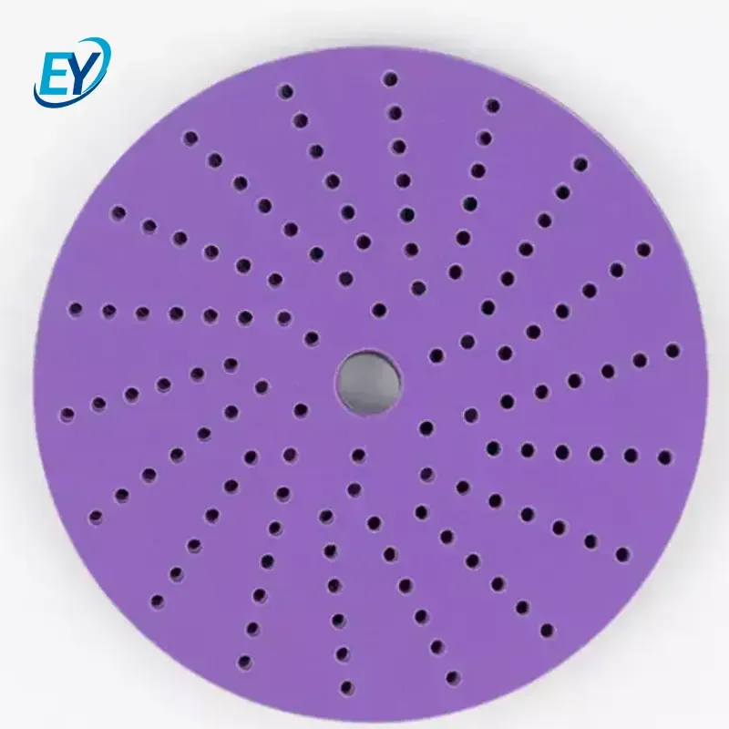 Purple Sandpaper Aluminum Oxide Abrasive Automotive Porous Sanding Disc Multi-Holes