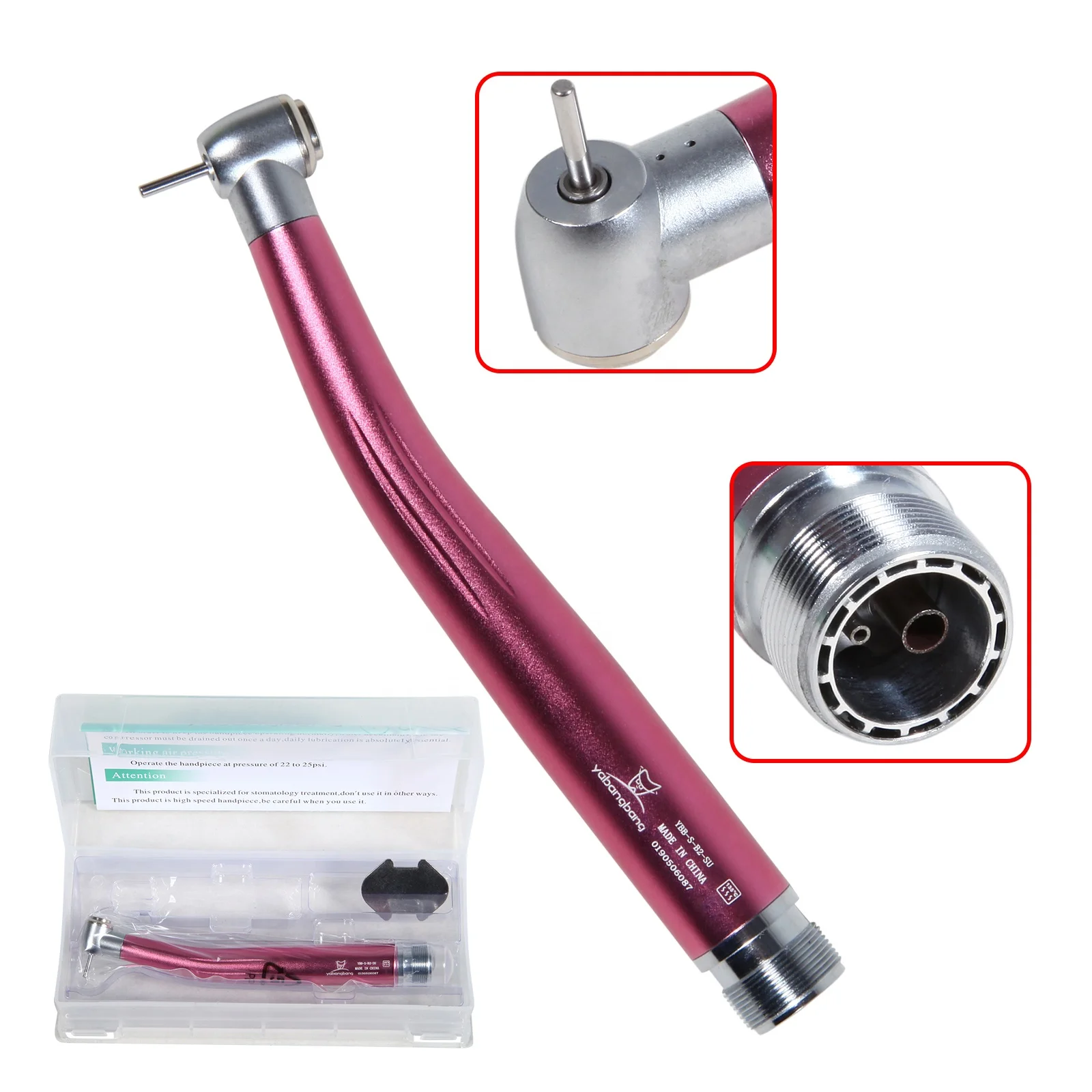 Hot Selling! Dental 2 Hole Standard Head Push Button Air Turbine High Speed Handpiece Pink Color fit NSK PANA MAX