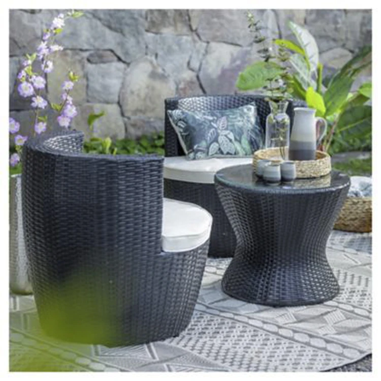 
3pcs Bottle Chair set for small balcony outdoor table chair set rattan furniture space saving furniture 