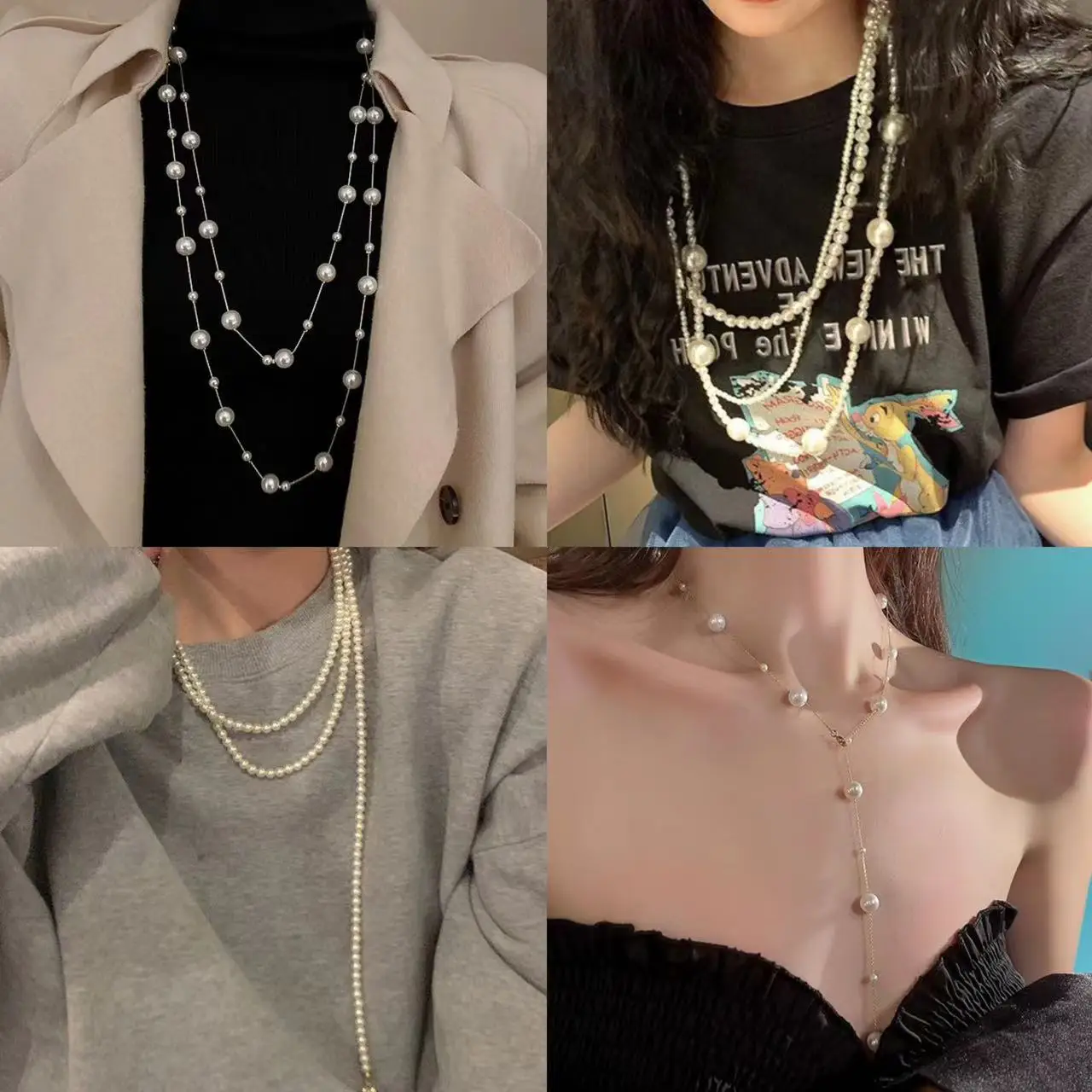 Wholesale Irregular Long Pearl French Luxury Temperament Sweater Chain Niche Simple Senior Bead Peal Necklaces For Female