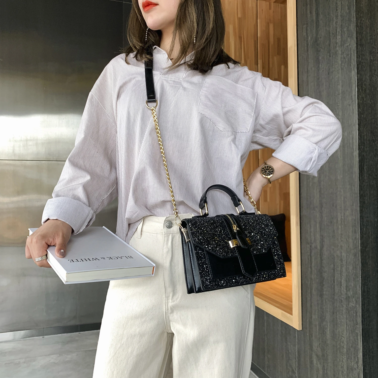 GS292 новая однотонная маленькая квадратная сумка из искусственной кожи с блестками в стиле ретро 2021 Портативные модные сумки-мессенджеры на одно плечо