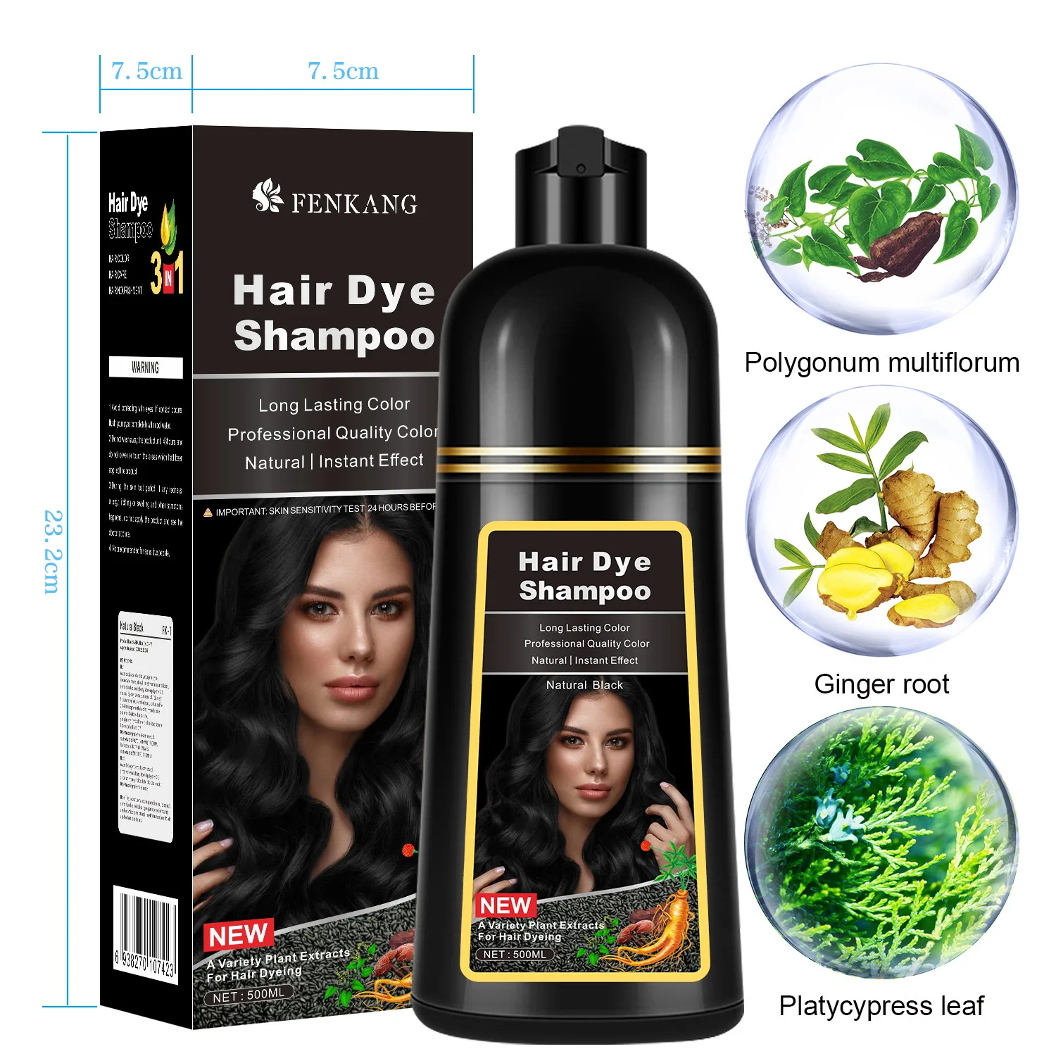 Hot Selling Natural Plant Chinese Herbal Color Shampoo Hair Dye 3 In 1 Dark Brown Black Hair Dye Shampoo