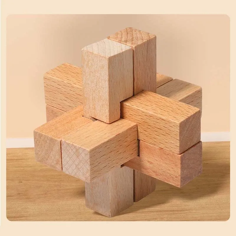 Cube Magic Ball Brain Teaser Intellectual Assembling Toy For Kids Gift Wooden 3D Puzzle Game Luban Lock Activity Toys