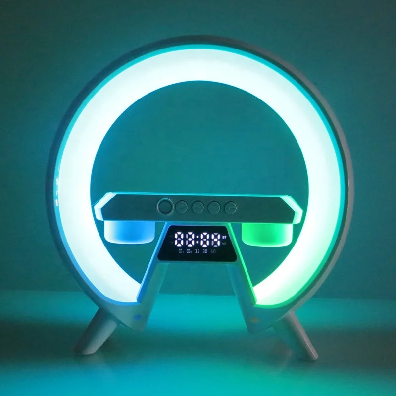 Lonvel Wireless Charging Desk Lamp Smart Table Lamp G6A With Clock BT Music Speaker Ambient Night Light G Table Light With Alarm
