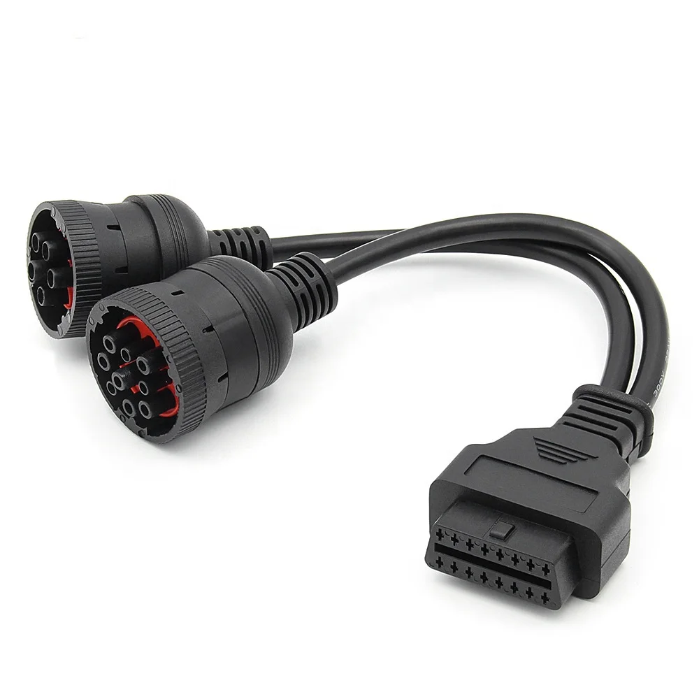 OBD2 16 pin to 9 pin 6 pin 2 IN 1 Adapter for Truck OBD to J1939 & J1708 cable for Deutsch Truck Diagnostic converter