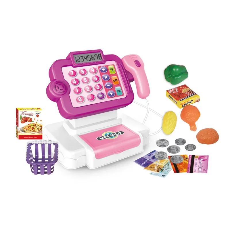 2024 New Design Unisex Plastic Pretend Play Toys Hot Supermarket Game Shopping Kids Cash Register Toy Trolley Preschool