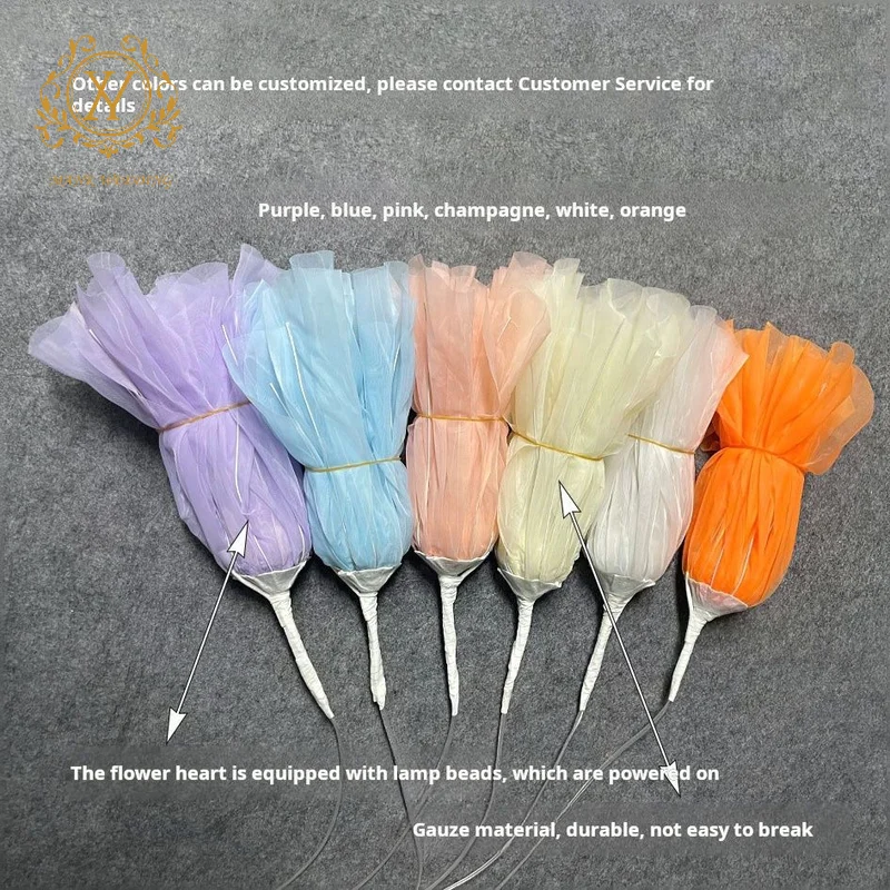 Glowing Yarn Flower T Stage Pathway Light Petal Stand Background Screen Welcome Area Decorative Flowers Light for Wedding Party