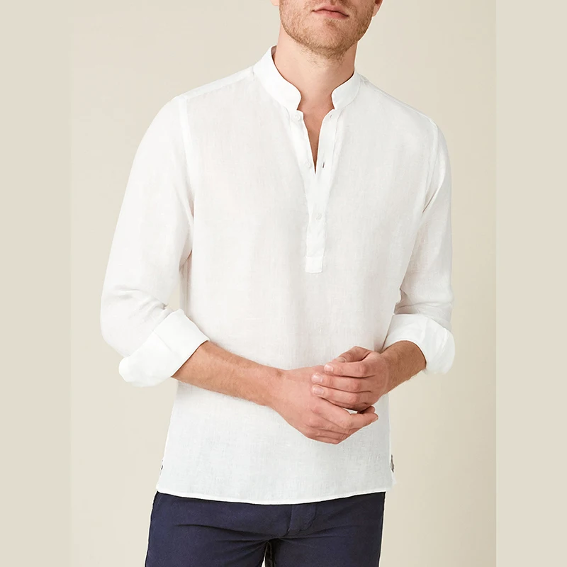 Custom Men Clothes Linen Shirt Tops, Long Sleeve Casual Shirts Plus Size Summer Mens Dress Shirts/