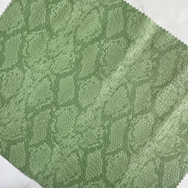 New wholesale Embossed Tow-tone Crocodile Snake Pattern Faux Animal PU Synthetic Leather Fabric 0.7 mm for garment, pack, jacket