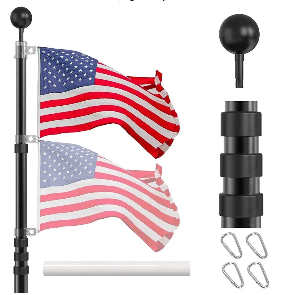 20FT sectional kit guide government reception flag pole for important meetings garden telescoped outdoor 6 m aluminium flag gold