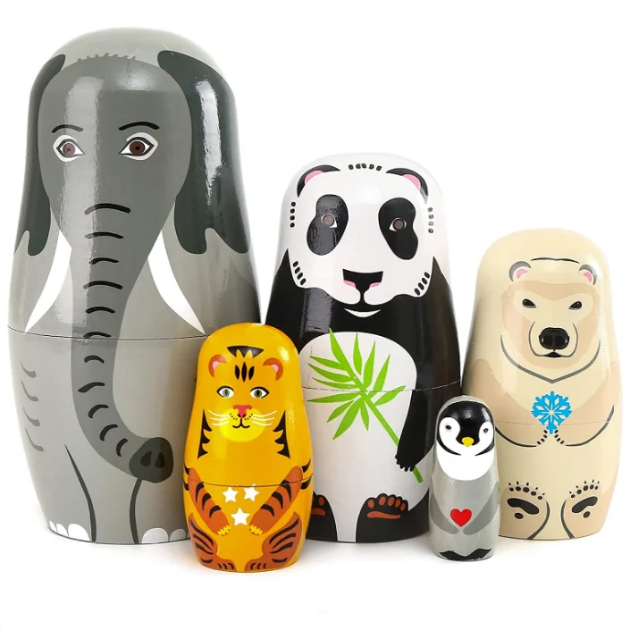 2022 new  Nesting Dolls fantasy wood animal shape doll handmade toy for kids children perfect gifts