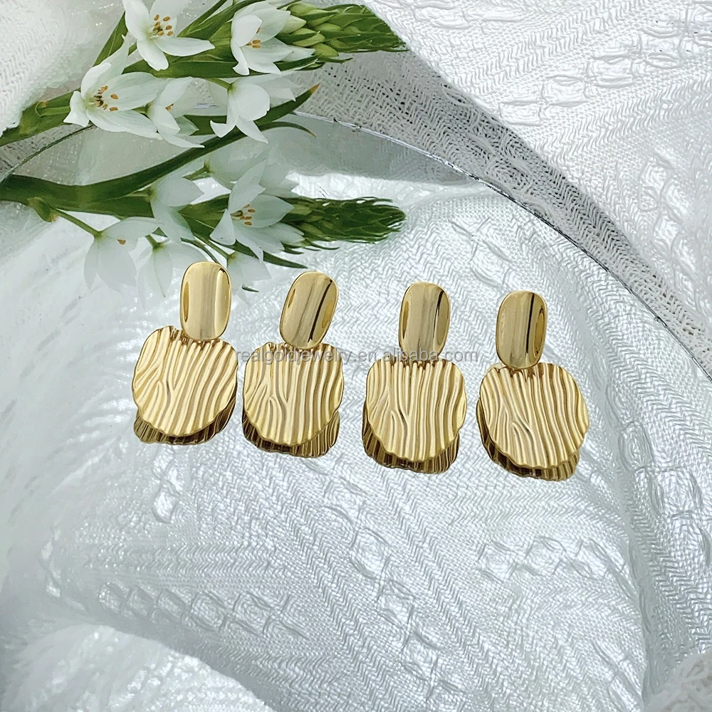 Round Shape Big Size Long Brass Earring Nice Design With 18k Gold Color Brass Earring For Woman Daily Wear