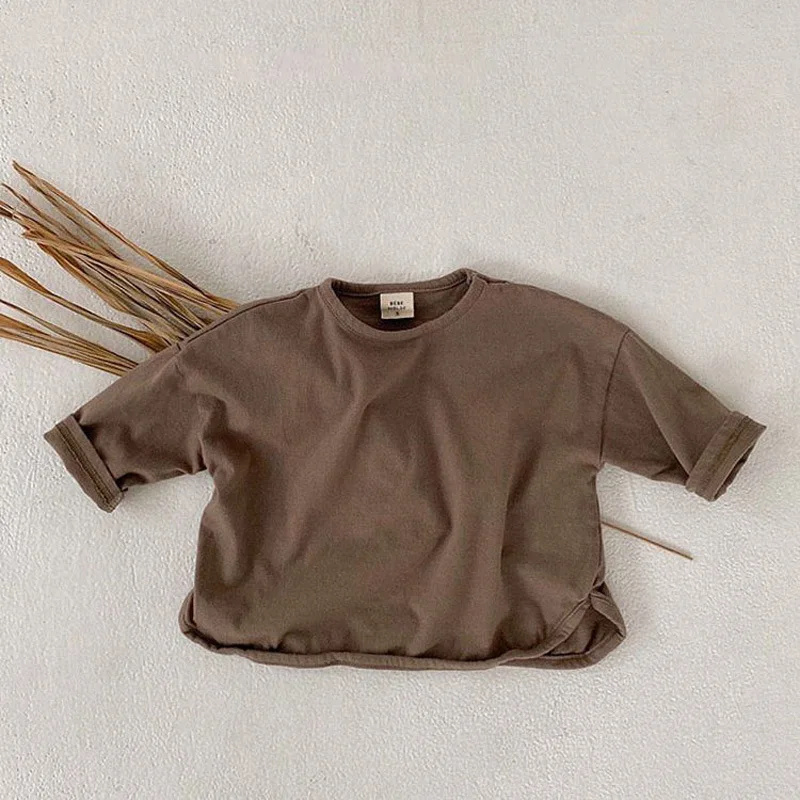 Fashion Autumn Baby Girls T-shirts Solid Cotton Boys Sports Long Sleeve Tops Tees Children Infant Clothes Spring Korean Clothing