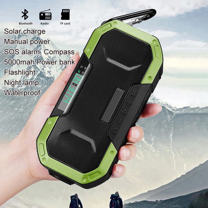 NOAA WB DAB FM Digital Radio wireless solar Speakers with flashlight Power Bank SOS Thermometer portable outdoor and home radio