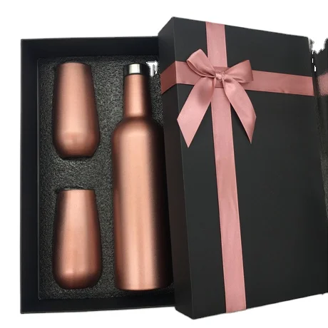 Europe Style Hot Selling Thermoses 750ML Wine Flask 6oz Tumbler cup Set Stainless Steel Vacuum Wine Flask And  Wine Cup Set